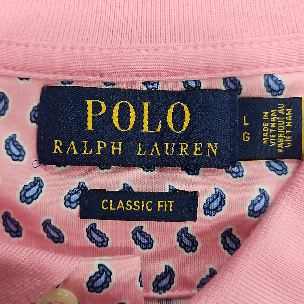 Polo Ralph Lauren Classic Fit Pink Paisley Short Sleeve Polo Shirt Men L Stretch - Picture 4 of 12